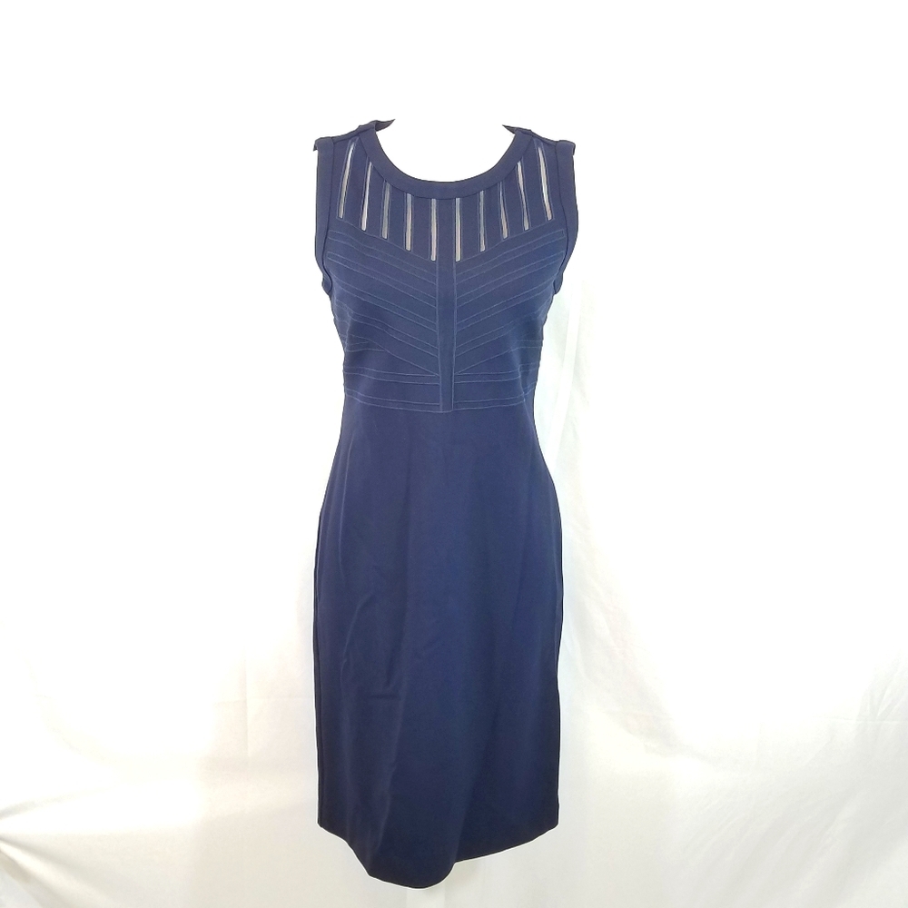 T Tahari Navy Fitted Dress 6